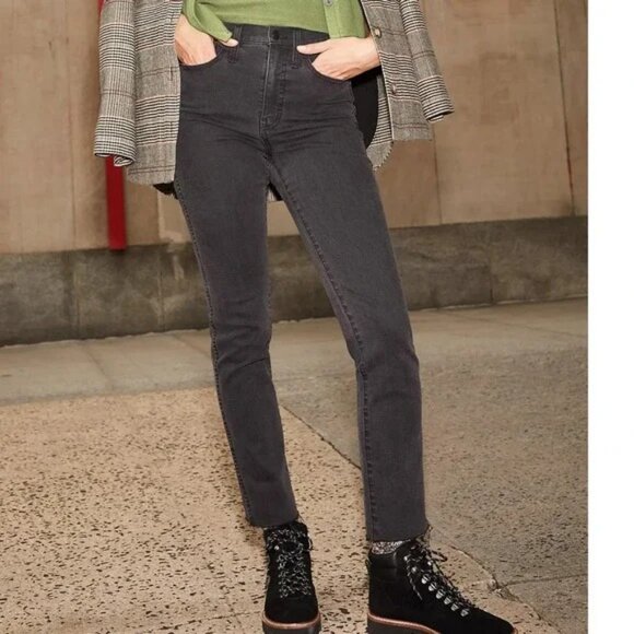 Madewell Stovepipe Straight Slim Leg Charcoal Black High Rise Size 25 - Picture 2 of 9